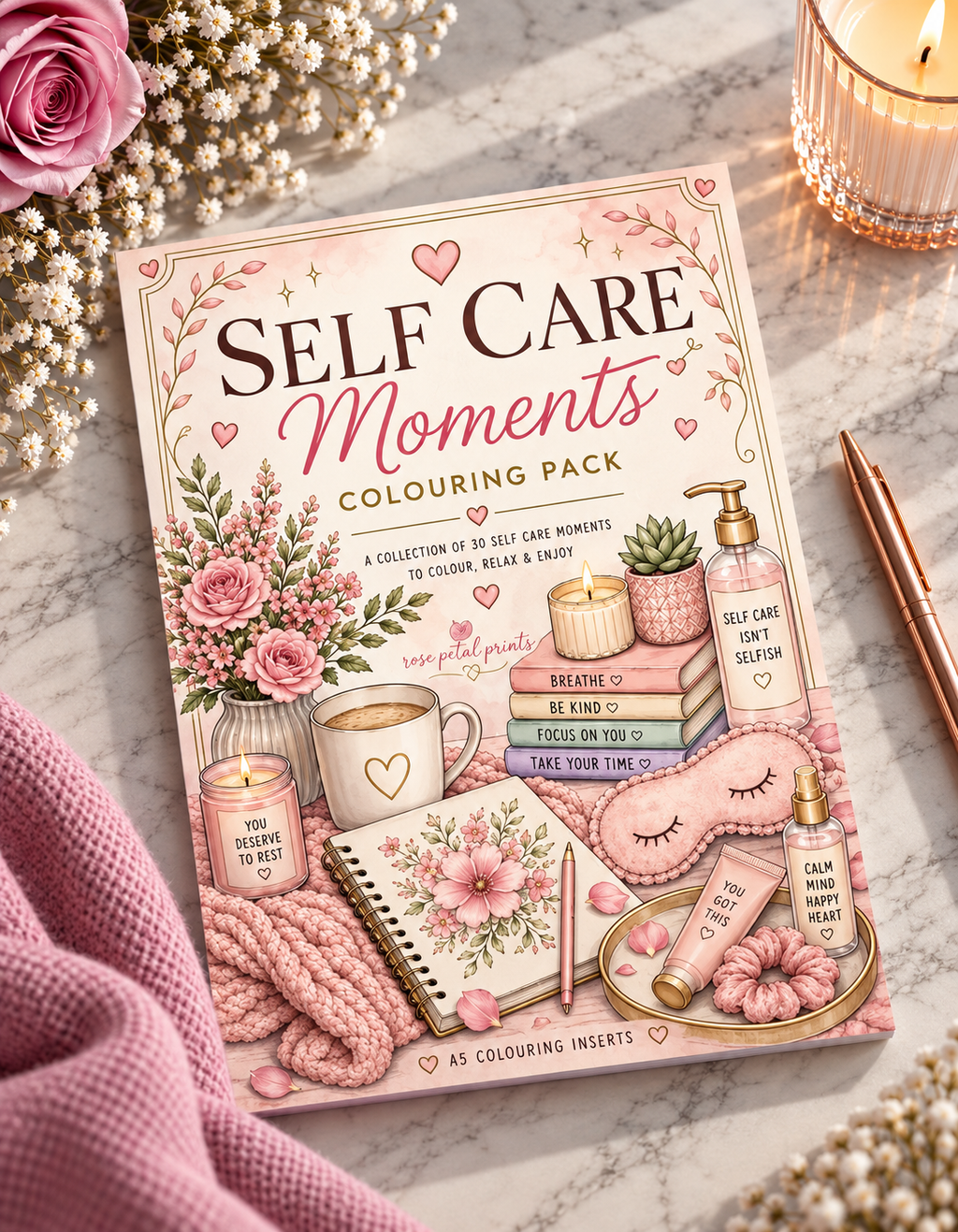 A5 Self Care Colouring Inserts