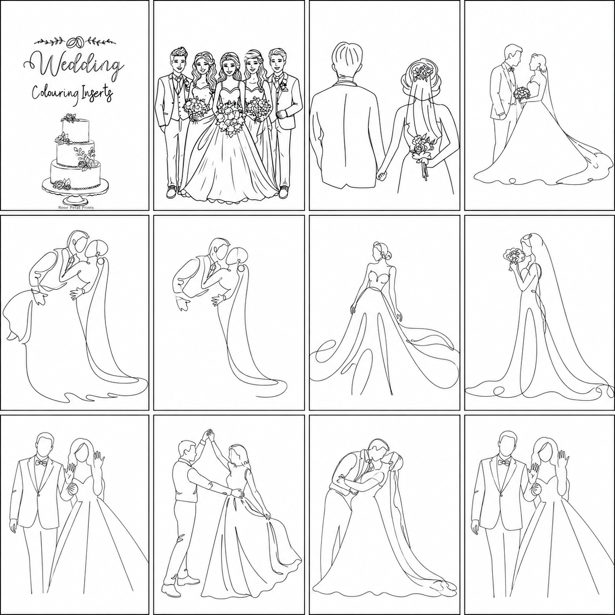 Wedding A5 Colouring Inserts