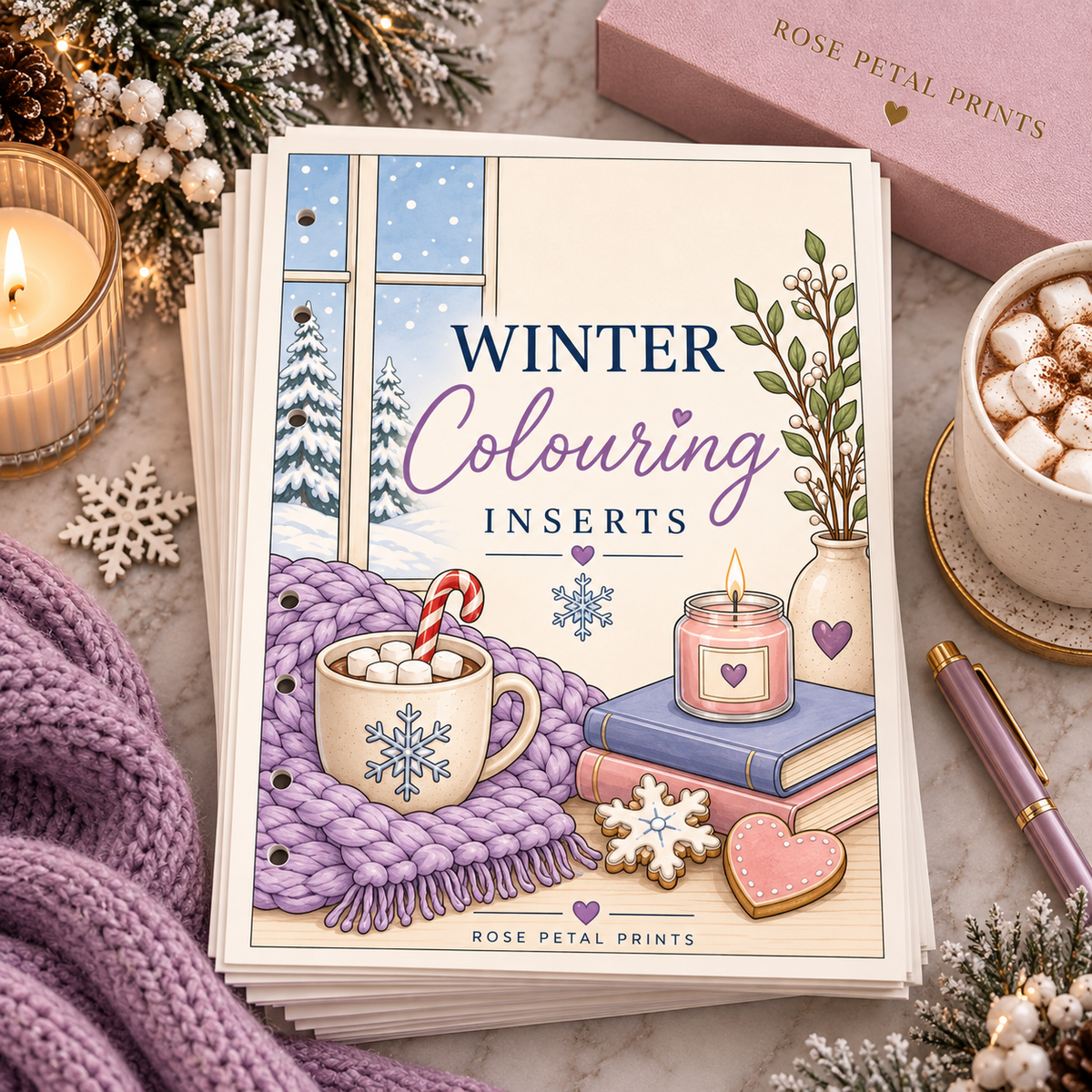 A5 & A6 Winter Colouring Inserts