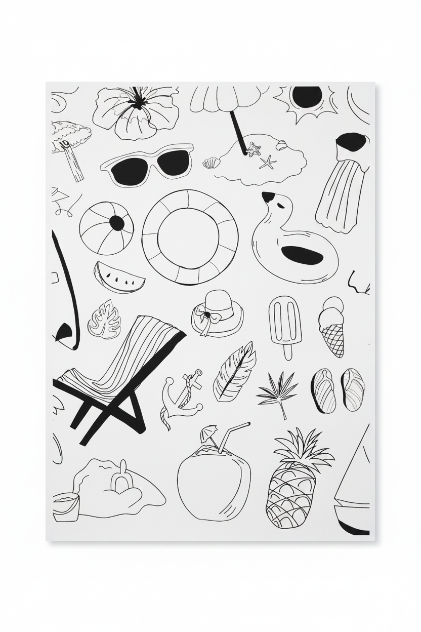 Summer Vibes Colouring A5 Inserts