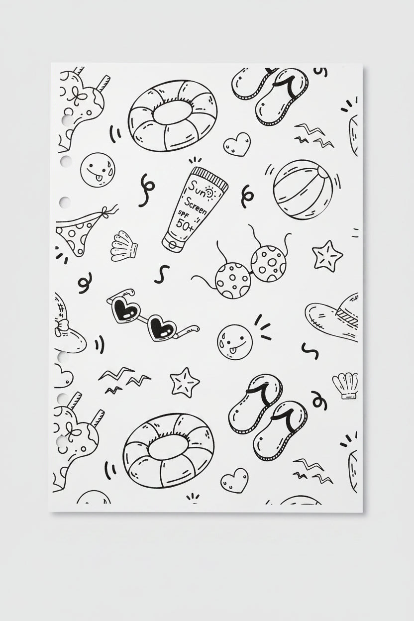Summer Vibes Colouring A5 Inserts