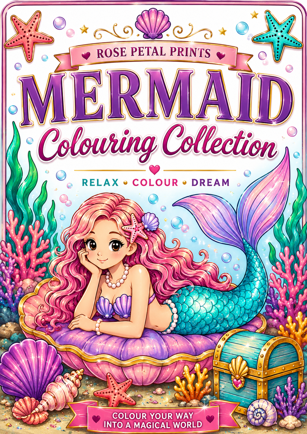 A5 Mermaid Colouring Inserts