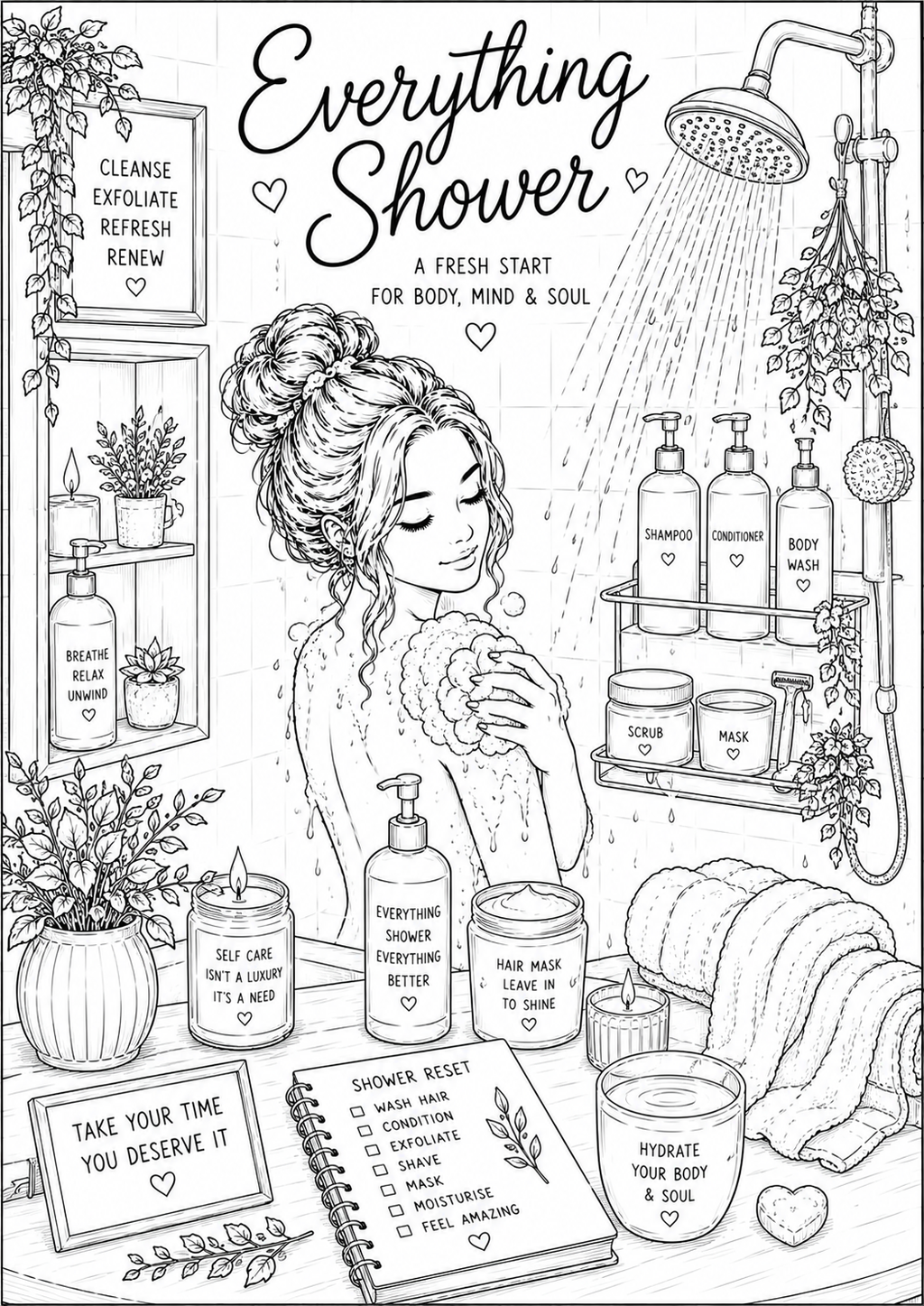 A5 Self Care Colouring Inserts