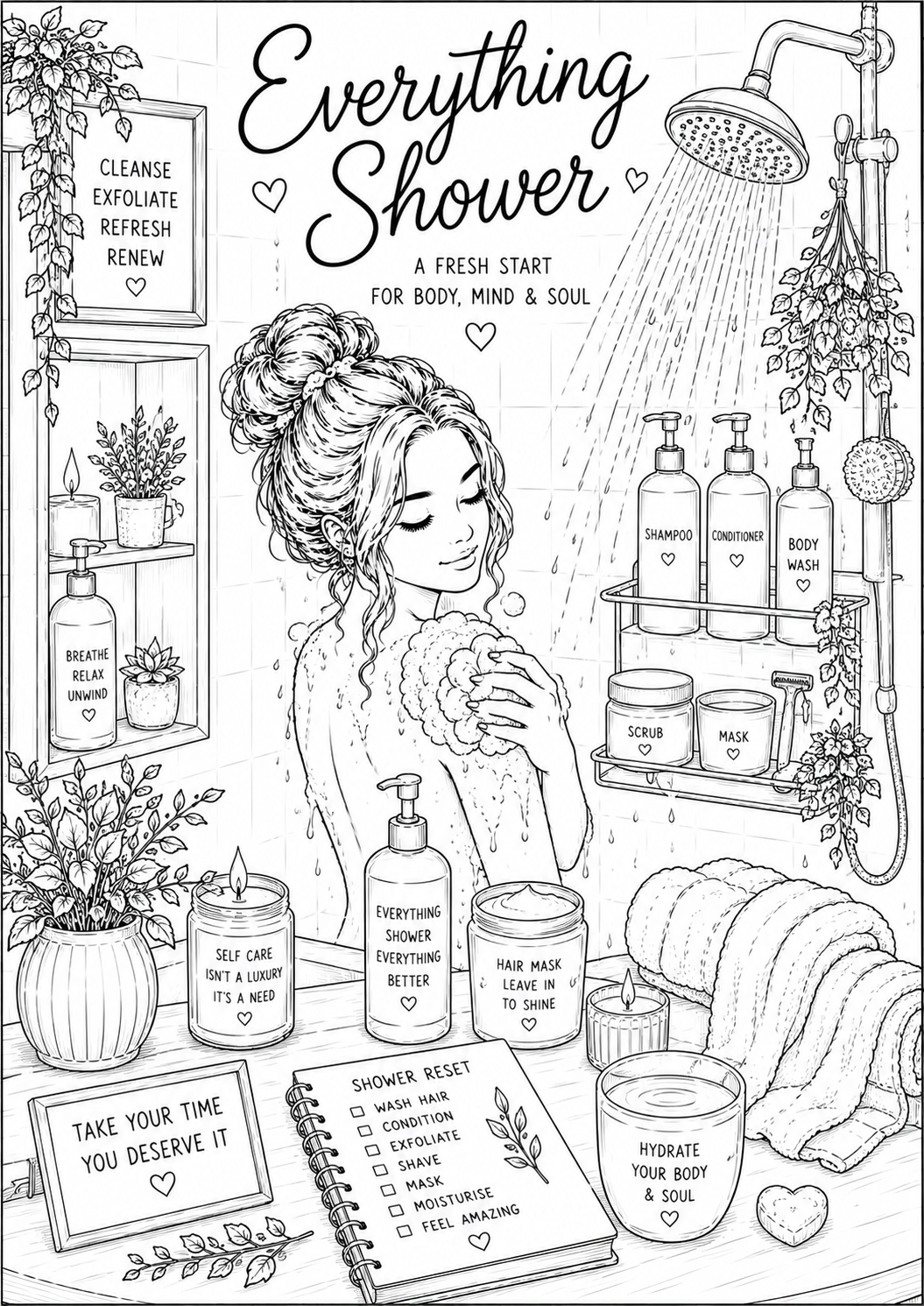 A5 Self Care Colouring Inserts